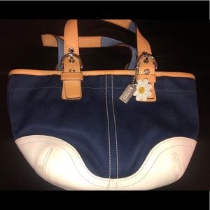 COACH - Navy/Lt. Blue White Flower Handbag